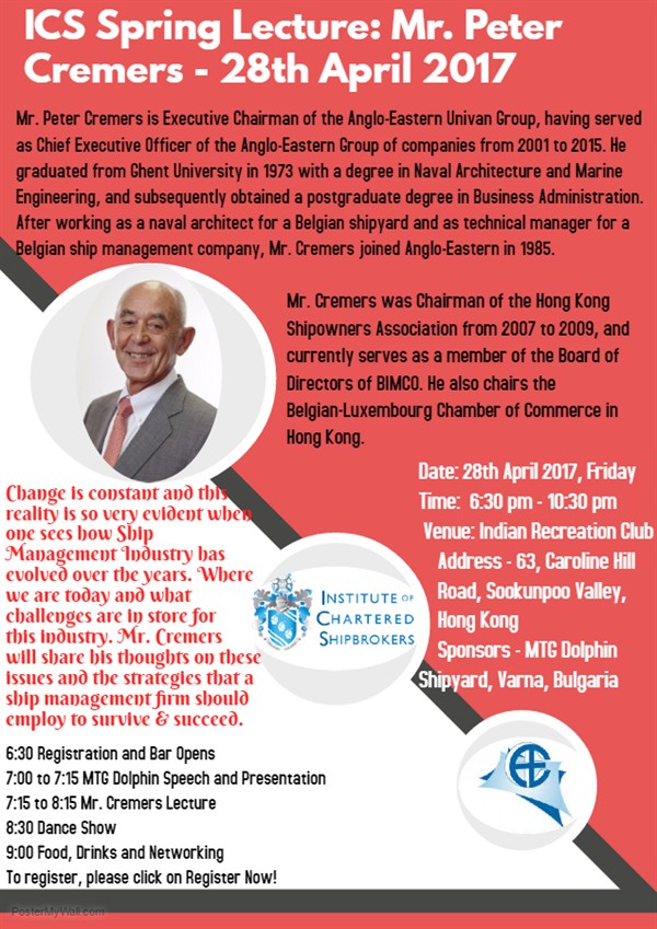 ICS HONG KONG BRANCH SPRING LECTURE-Peter Cremers